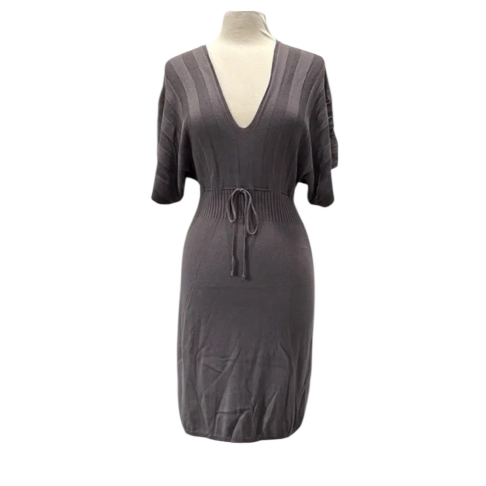 Max Studio Charcoal Knit Dress with Tie Waist